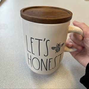 Let’s be / bee honest Rae dunn mug with wooden top